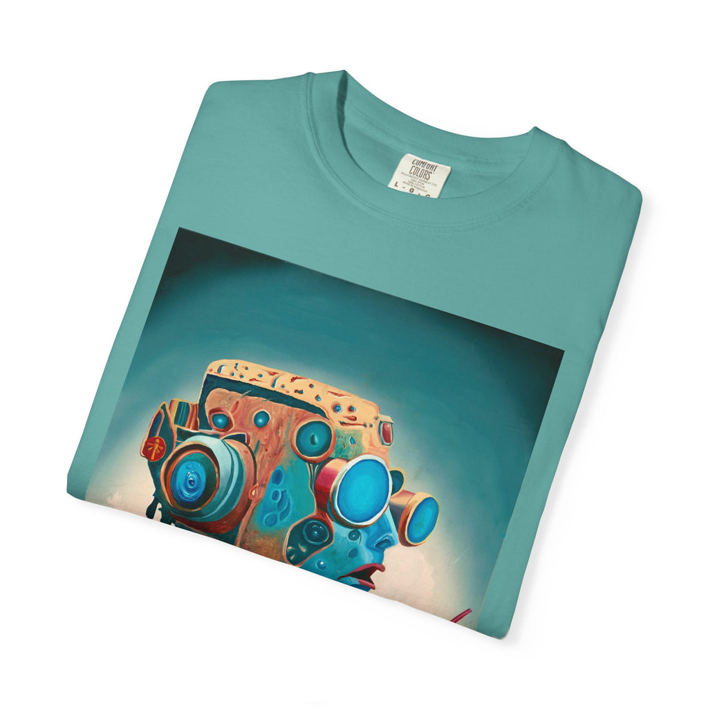 Retro Futuristic Robot Lady T-shirt | Neon Cocktail Artwork