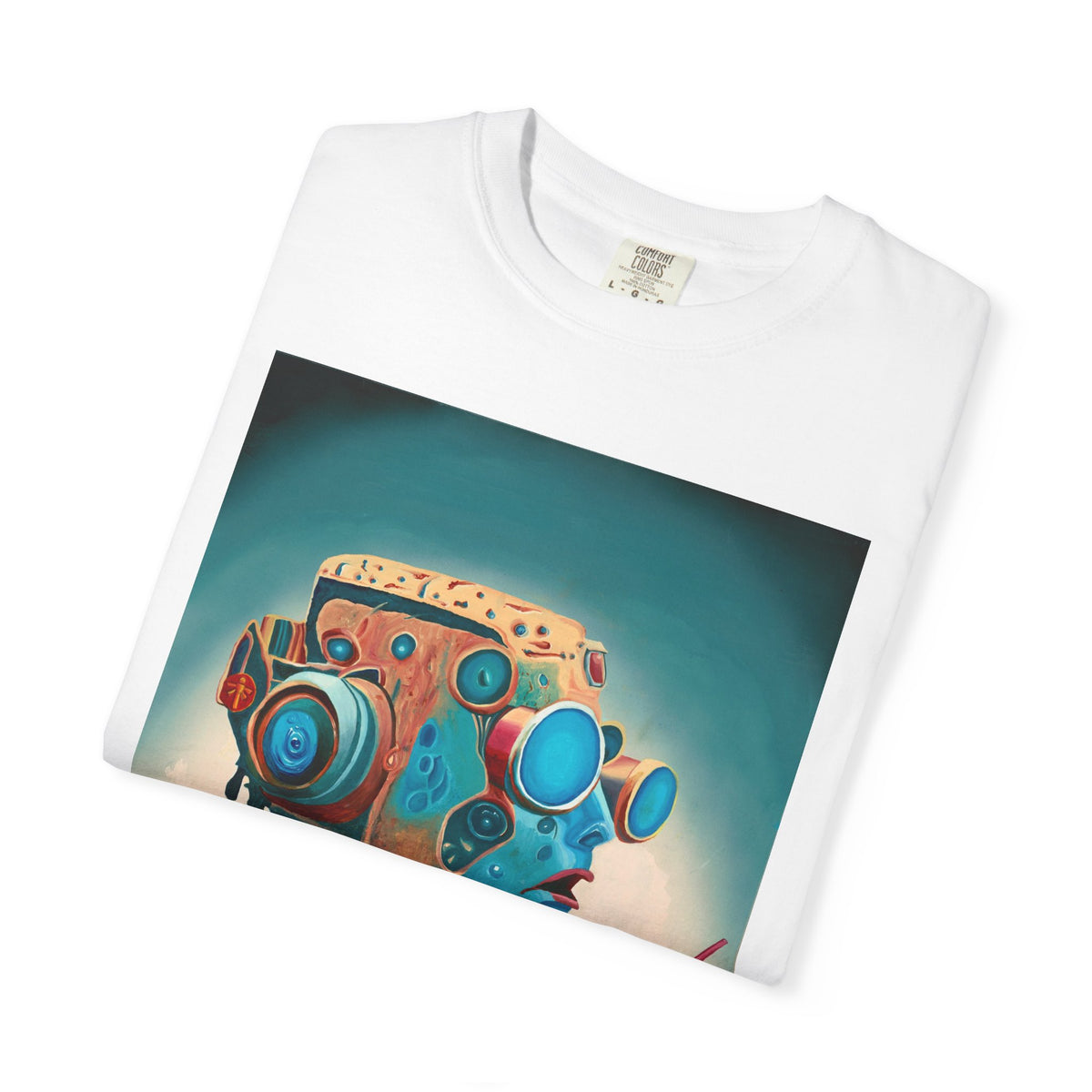 Retro Futuristic Robot Lady T-shirt | Neon Cocktail Artwork