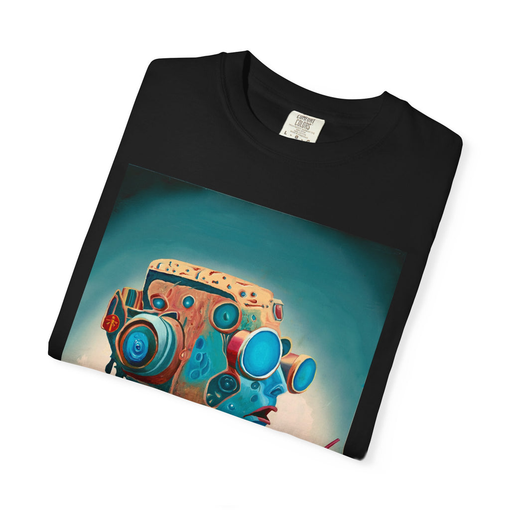 Retro Futuristic Robot Lady T-shirt | Neon Cocktail Artwork