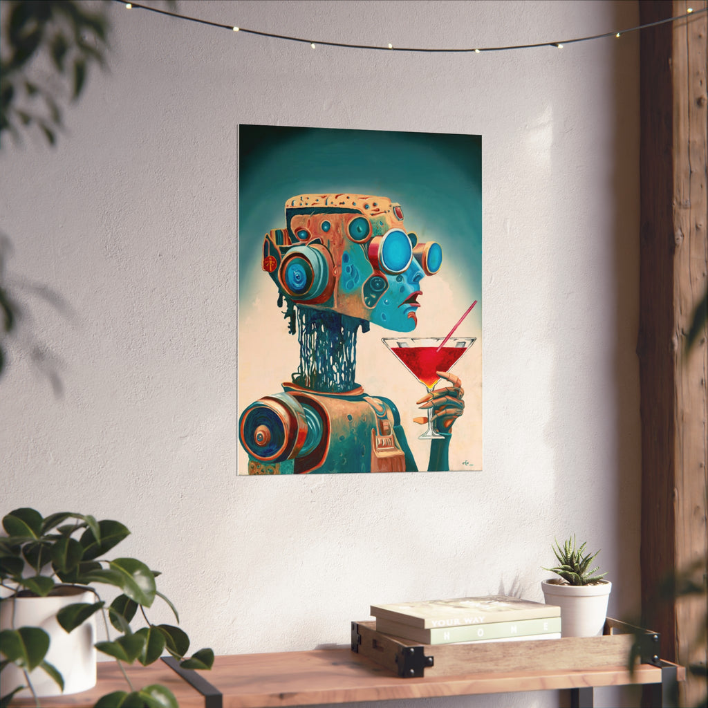 "Cosmopolitan" by A. Chickering Retro Futurist Robot Fine Art Poster.