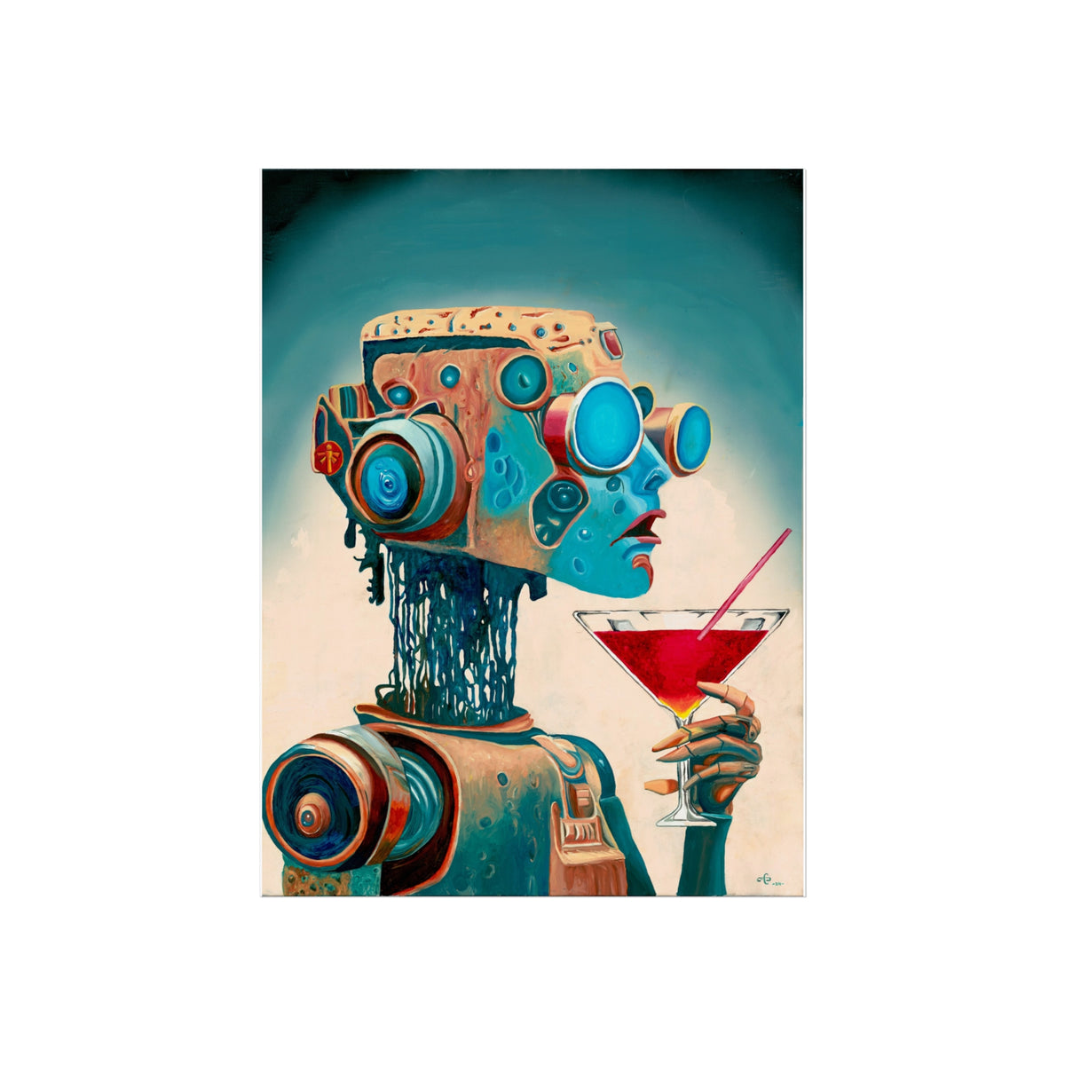 "Cosmopolitan" by A. Chickering Retro Futurist Robot Fine Art Poster.
