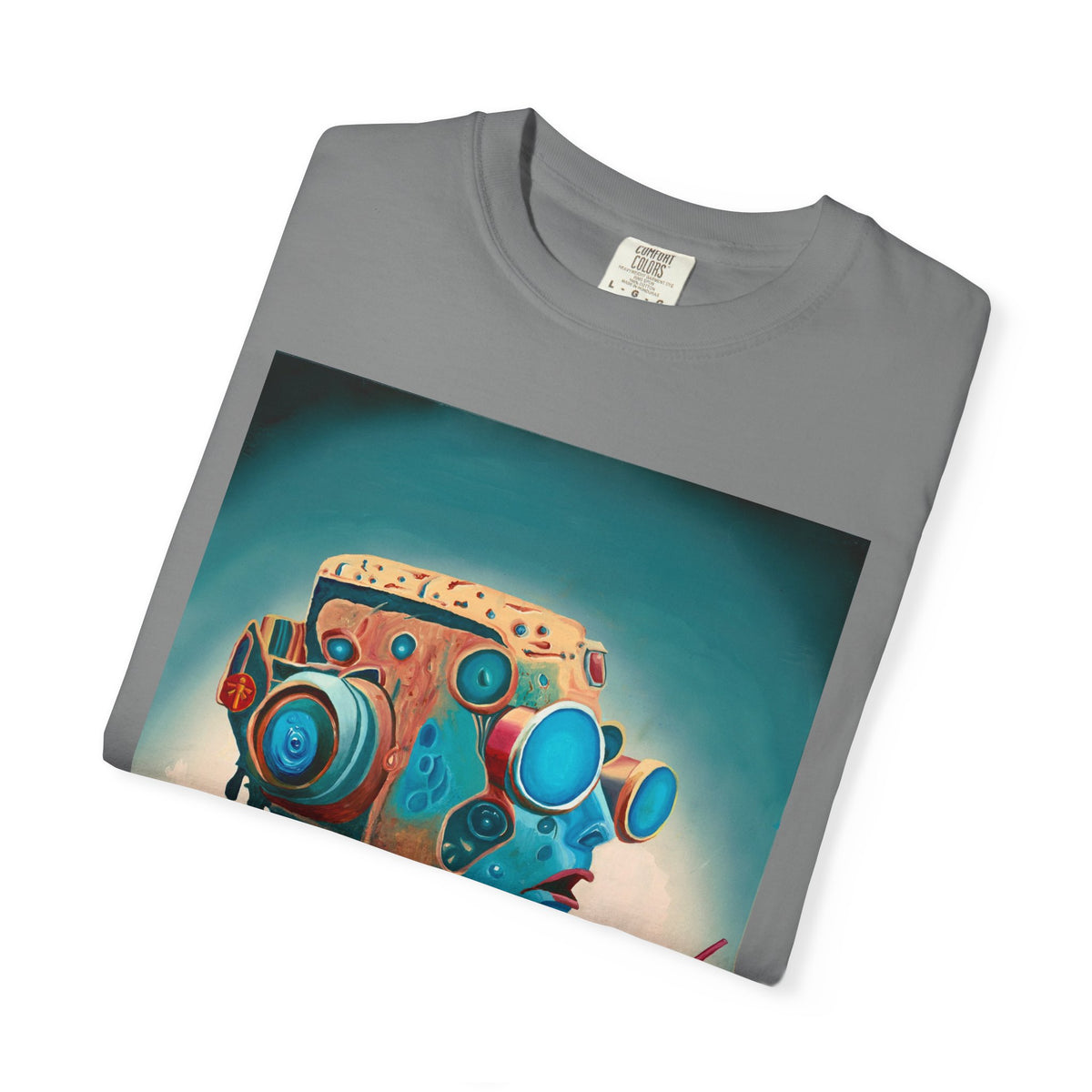 Retro Futuristic Robot Lady T-shirt | Neon Cocktail Artwork