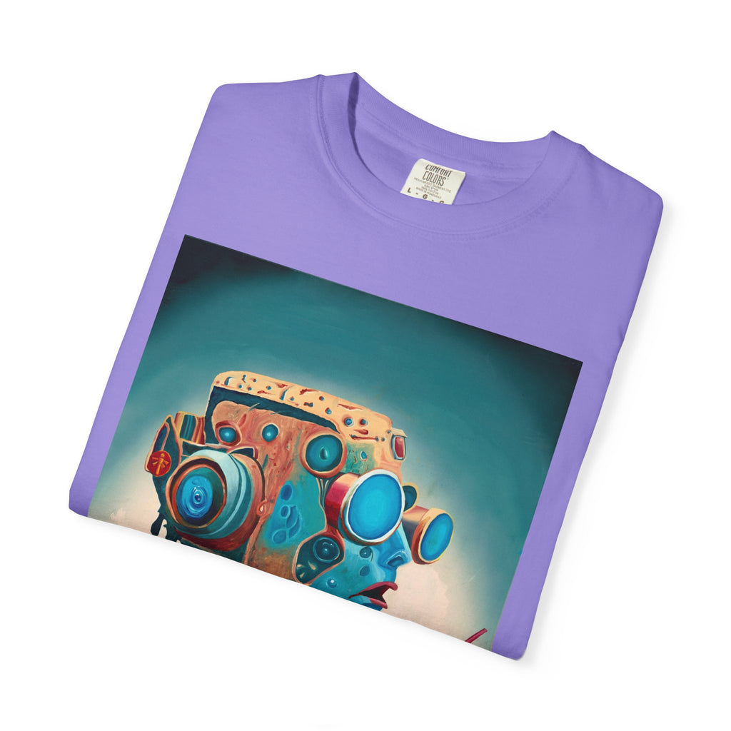 Retro Futuristic Robot Lady T-shirt | Neon Cocktail Artwork