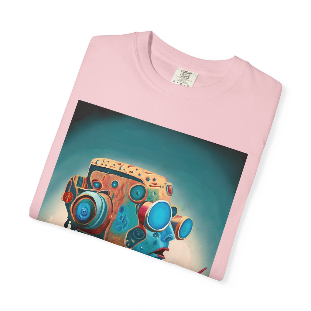 Retro Futuristic Robot Lady T-shirt | Neon Cocktail Artwork