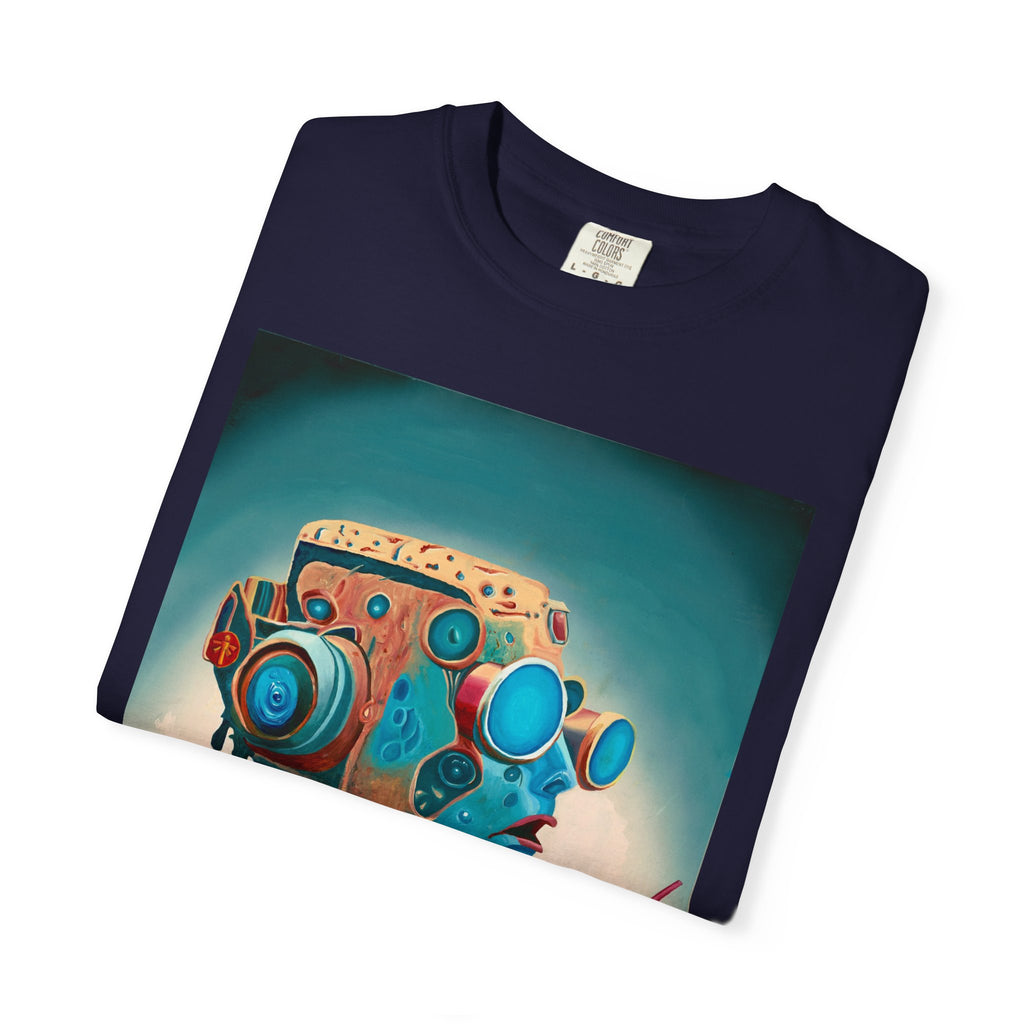 Retro Futuristic Robot Lady T-shirt | Neon Cocktail Artwork