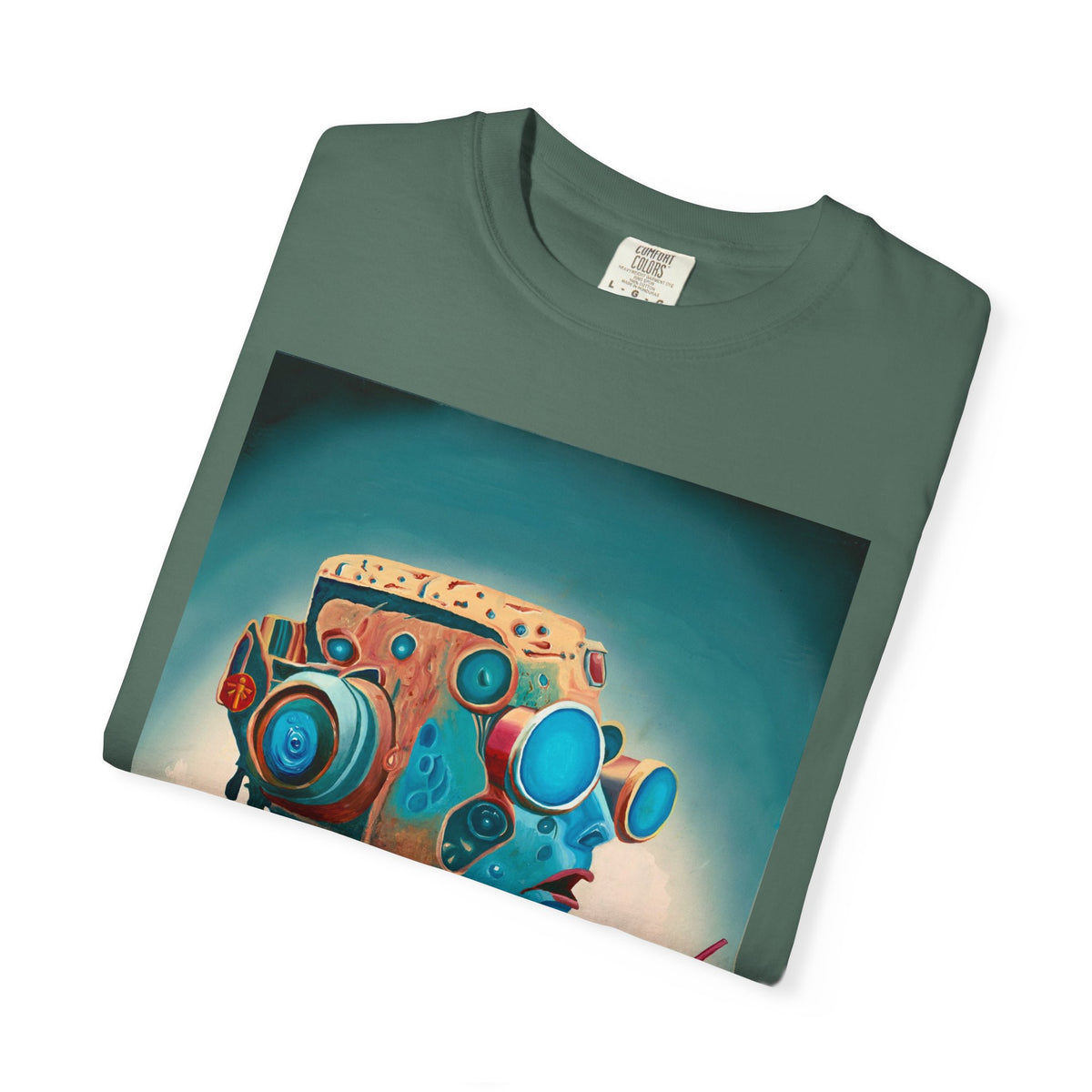 Retro Futuristic Robot Lady T-shirt | Neon Cocktail Artwork