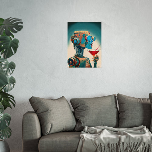 "Cosmopolitan" by A. Chickering Retro Futurist Robot Fine Art Poster.