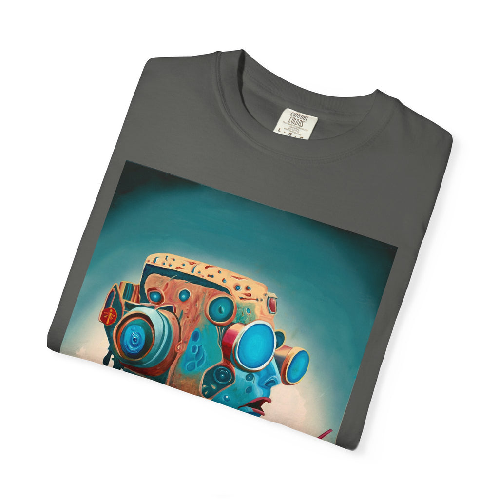 Retro Futuristic Robot Lady T-shirt | Neon Cocktail Artwork