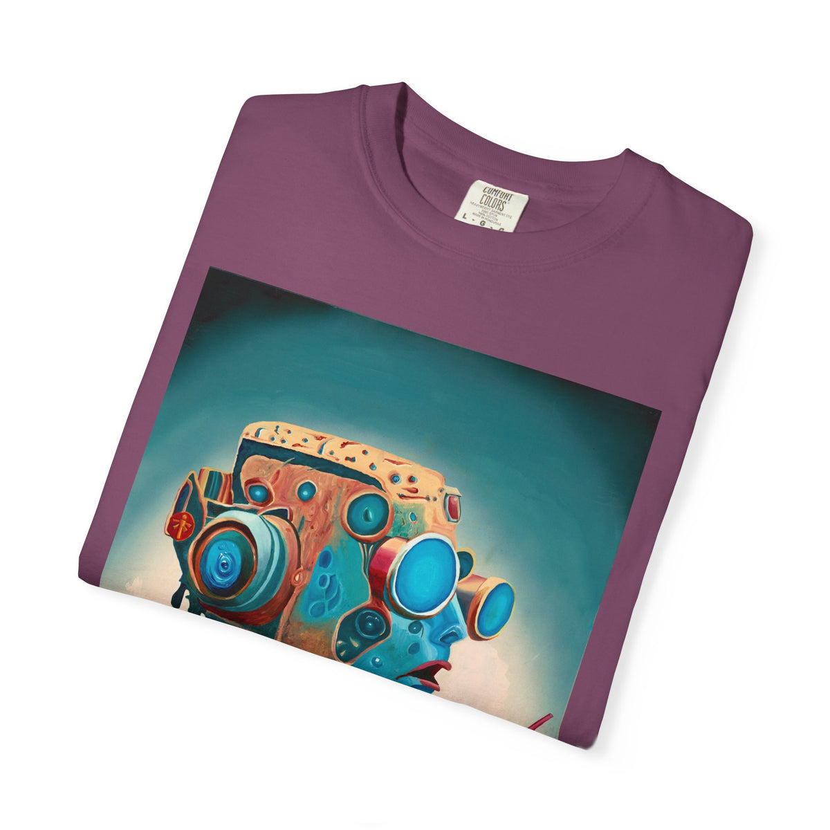 Retro Futuristic Robot Lady T-shirt | Neon Cocktail Artwork