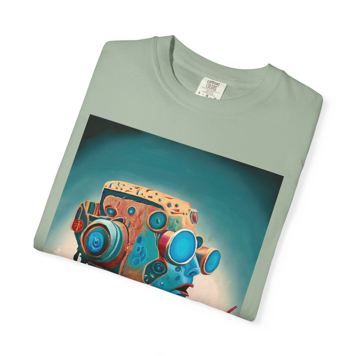 Retro Futuristic Robot Lady T-shirt | Neon Cocktail Artwork